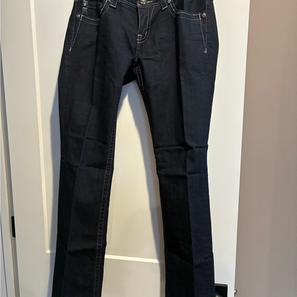 Miss Me Black Boot Cut Jeans with Silver Embellishments - Picture 2 of 5